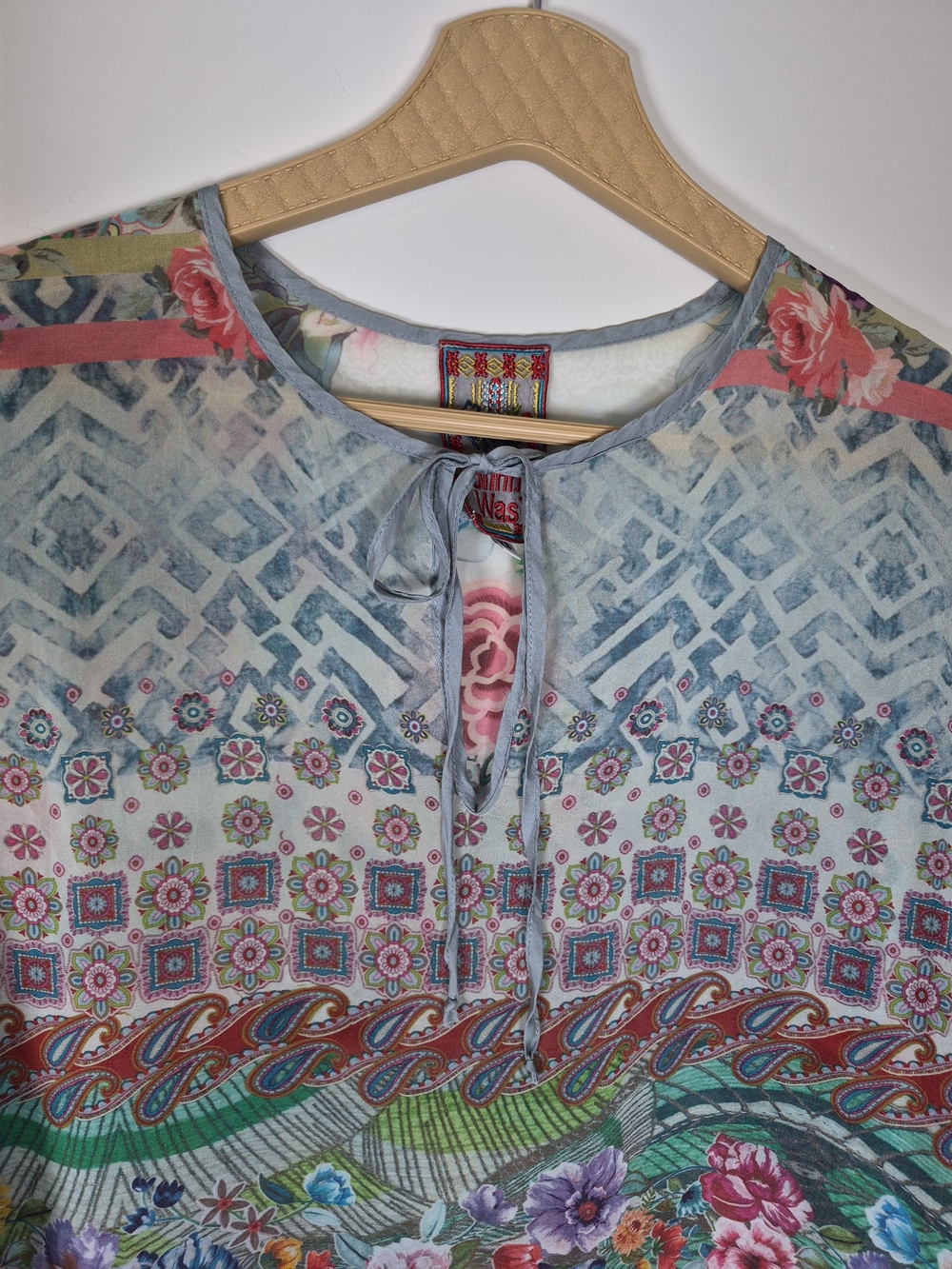 Johnny Was Boho Floral Multi-Color Long Sleeve Tunic Top Size XS - Picture 3 of 11